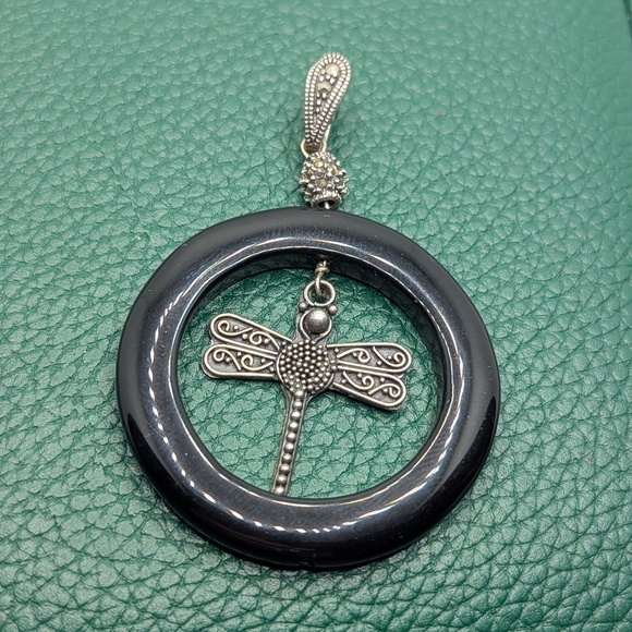 Jewelry - ✨ Marcasite & Black Dragonfly Pendant ✨